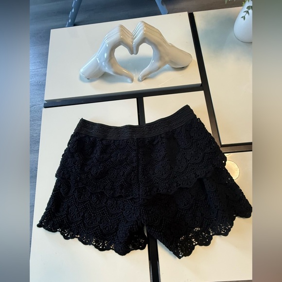 Justice Other - Justice Black Floral Lace Tiered Shorts - Size 14 - 2016 Collection